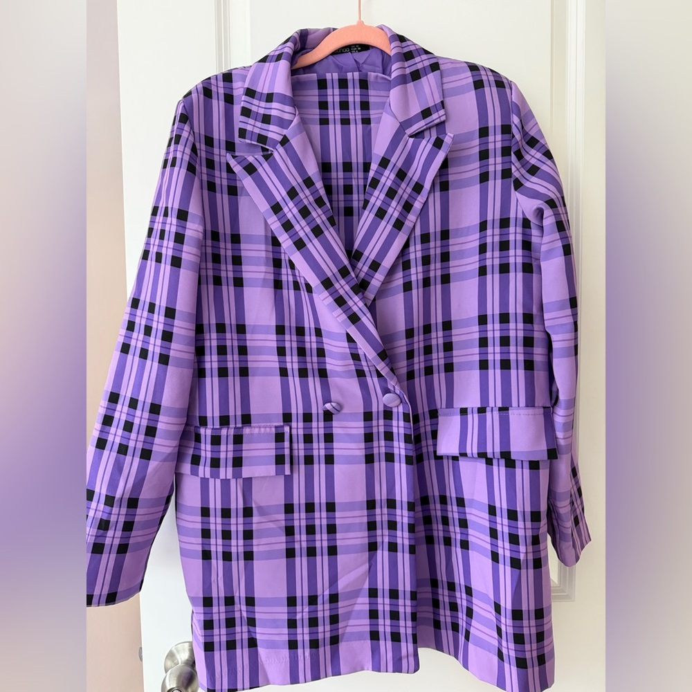 Purple Plaid Double-Breasted Blazer Jacket & matching mini skirt - Picture 13 of 13